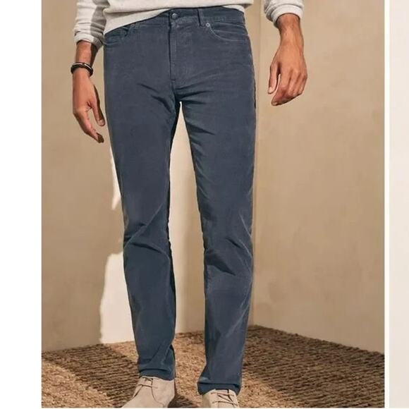 Faherty Stretch Corduroy Pants Mens 31 Faded Navy Lightweight Straight Leg 32x33 - Picture 1 of 12